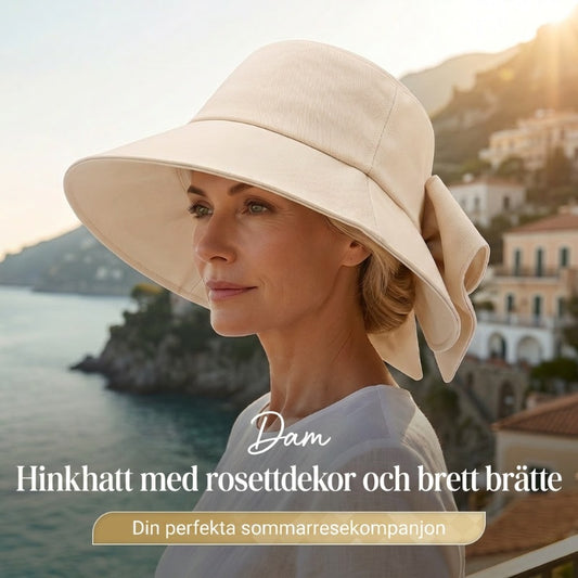 👒✨ 50% RABATT – Elegant solhatt med bred brätte & rosett 🎀 Hopfällbar design med 360° solskydd för sommarens alla dagar ☀️