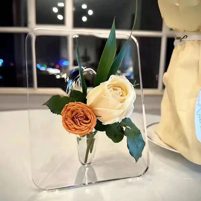 🏺 50% RABATT! ✨ Estetik i nordisk stil – Elegant INS fotoramme-vas – Transparent & modern design – perfekt för torkade blommor, foto eller som inredningsdetalj 🖼️🌿