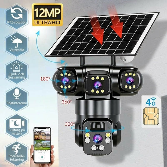 📢📢 50 % RABATT!!! ⏰ Utomhus-Wi-Fi-övervakningskamera 6K 9 MP | 10x zoom, 3 objektiv, 360° PTZ | Vattentät enligt IP66, färgseende i mörker, tvåvägskommunikation, rörelsespårning