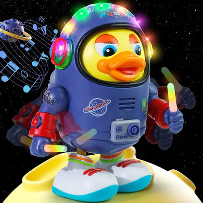 ⏳Zeitlich begrenztes Angebot⏳ Tanzende Weltraum-Ente mit Musik und LED-Lichtern – Astronauten-Spielzeug mit beweglichen Armen und blinkenden Augen