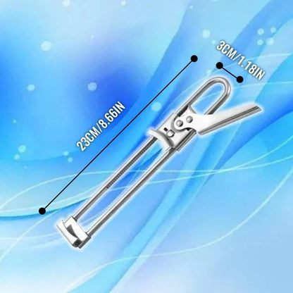 🥳 50 % RABATT! 🔥 Verstellbarer Glas- & Flaschenöffner aus Edelstahl – gezahnter Griff, rutschfeste Arretierung, für Deckel bis 10 cm 🛡️💪