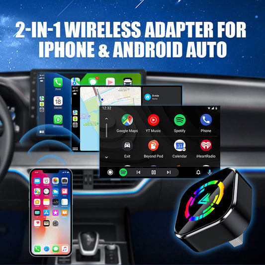 ⏳Zeitlich begrenztes Angebot⏳ 2-in-1 Wireless-Adapter für Apple CarPlay und Android Auto – kabellose Verbindung, Plug & Play und Auto-Reconnect
