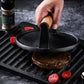 🍳🥩Gusseisen-Steak- und Burgerpresse mit Holzgriff
