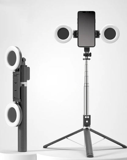 ⏳Zeitlich begrenztes Angebot⏳ Bluetooth-Selfie-Stick mit Stativ und Fernbedienung – bis 167 cm, mit zwei, einem oder ohne Aufhelllicht