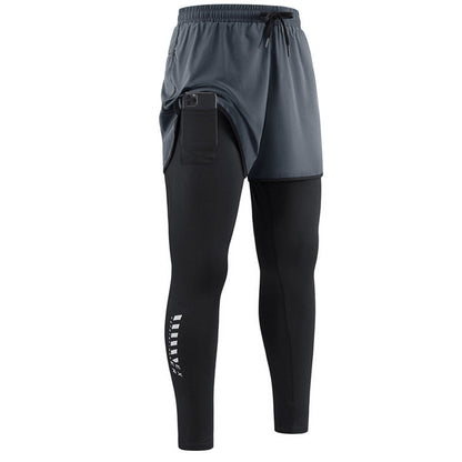 🏃‍♂️ 50% RABATT NU!💨 Herr 2-i-1 Löpartights med Shorts – Kompression & Snabbtorkande – Sportbyxor med Telefonficka 📱