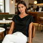 👚 50% RABATT NU! 🌊 Damtröja med Vattenfallsringning – Mjukt Blandtyg, Eleganta Kapärmar & Feminin Stil – Perfekt För Dag Eller Kväll ✨