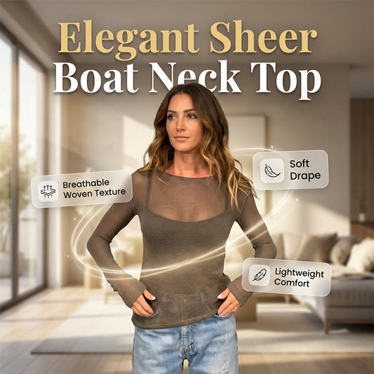 👚 50% RABATT NU! 🕊️ Kvinnors Genomskinlig Båtringning Topp – Elegant Långärmad, Andningsbar & Smickrande – Perfekt Lagerplagg ✨