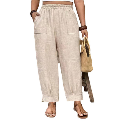 👖 Tidsbegränsat – 50 % RABATT! ✨ Dam enfärgade byxor med ankelmudd – smickrande siluett, resår i midjan & perfekta för både vardag och jobb 💃