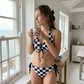 🌸 50% OFF NOW! 🌸Women's Checkerboard Print Halter Bikini Set