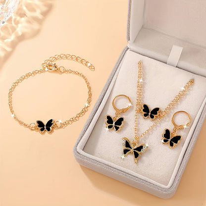 🦋 Goldenes 3-teiliges Schmetterlings-Schmuckset