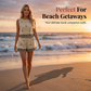 🌺 50% RABATT NU! 🏝️ Bohemian Topp & Shorts Set – Andningsbar Linneblend, Geometriskt Tryck & Högmidjade Shorts – Semesterredo ☀️