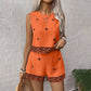 🌺 50% RABATT NU! 🏝️ Bohemian Topp & Shorts Set – Andningsbar Linneblend, Geometriskt Tryck & Högmidjade Shorts – Semesterredo ☀️