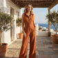 ✨🔥Ärmlös jumpsuit med knappar framtill och vida ben för dam