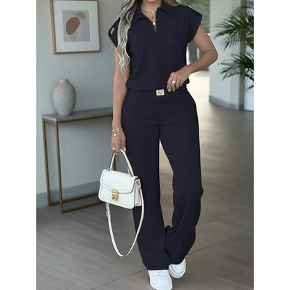 👗 50% RABATT NU! ✨ Dam Casual 2-Delars Set med Vida Ben – Elegant Guld Hjärta Spänne & Sömlös Dag-till-Kväll Stil 🌸