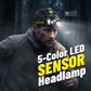 🔦✨Wiederaufladbare 5-Farben-LED-Stirnlampe mit Bewegungssensor
