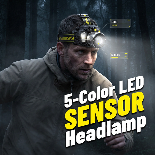 🔦✨Wiederaufladbare 5-Farben-LED-Stirnlampe mit Bewegungssensor