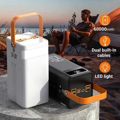 ⏳Zeitlich begrenztes Angebot⏳ Hochkapazitäts-Powerbank mit LED-Licht – 30.000–60.000 mAh, 120-W-Schnellladeangabe und zwei Ladekabel