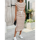 👗 NUR FÜR KURZE ZEIT 50% RABATT! ✨ Damen Gestreiftes Midi-Kleid mit Kordelzug-Taille & Seitenschlitz – Klassische Streifen, Seitenschlitz, Atmungsaktiv 🌿