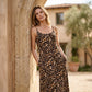 💃🐆Damen Leopardenmuster Spaghettiträger Maxikleid