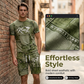 🔥Solange der Vorrat reicht 50 % Rabatt!🎉Herren Lässiges Kunstdenim-Print T-Shirt & Shorts Set