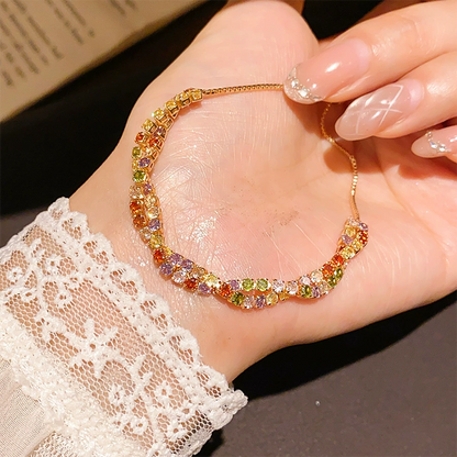 ✨Kaufe 2, erhalte 1 gratis💎 Retro Crossover Gedrehtes Mehrfarbiges Zirkon Verstellbares Armband für Damen