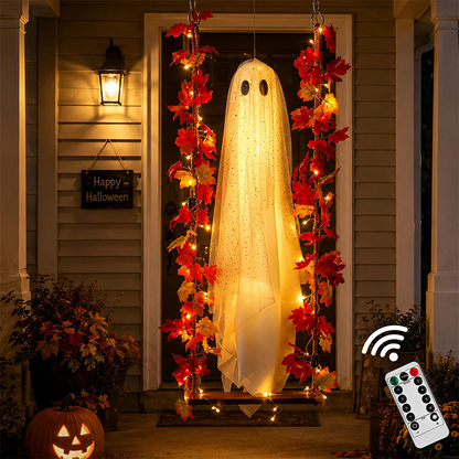👻Hängender Halloween-Geist auf einer Schaukel mit LED-Beleuchtung