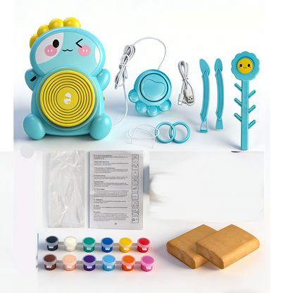 ⏳Zeitlich begrenztes Angebot⏳ 🏺 Kinder Elektrische Töpferscheibe DIY Set – Einfache Bedienung, kreatives Erlebnis & sicher – Perfekt zum Modellieren und Gestalten mit Ton 👧