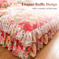 🌸 Florales 3-teiliges Bettrock-Set mit Rüschen