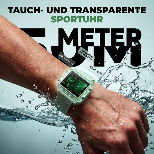 ⌚ Wasserdichte transparente Digitaluhr – Klares Retro-Design, Stoppuhr & Wecker 🌊