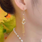 💎 50 % RABATT JETZT! ✨ Elegante geometrische Quasten-Ohrringe – Rautenform, Strass & Gold – perfekt für Feste und Alltag 🎠