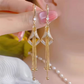 💎 50 % RABATT JETZT! ✨ Elegante geometrische Quasten-Ohrringe – Rautenform, Strass & Gold – perfekt für Feste und Alltag 🎠