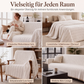 🛋️ Chenille-Sofadecke mit Fischgrätmuster und Quasten