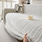 🛋️ Chenille-Sofadecke mit Fischgrätmuster und Quasten