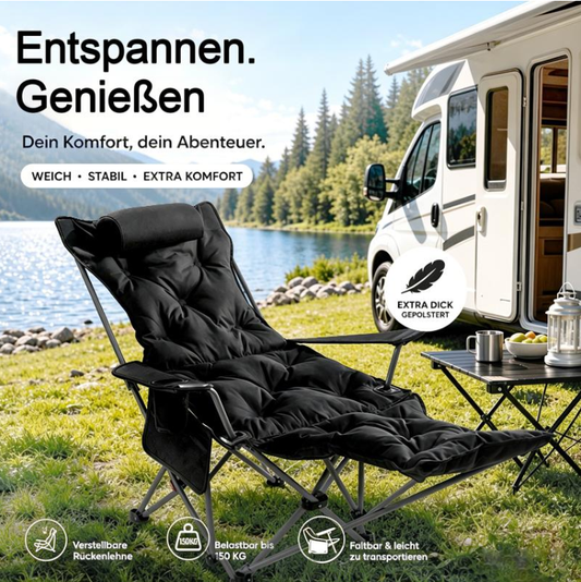 Verstellbarer Outdoor-Klappstuhl mit Beinstütze – 4 Positionen