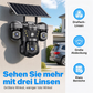 ☀️ Solar-WLAN-Kamera mit drei Objektiven und IP67-Schutz