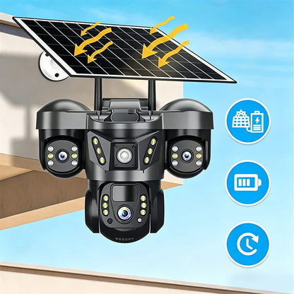 ☀️ Solar-WLAN-Kamera mit drei Objektiven und IP67-Schutz
