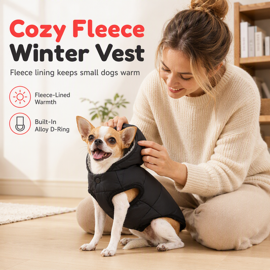 🐾 Warme Fleece-Winterweste für Hunde mit Kapuze und D-Ring