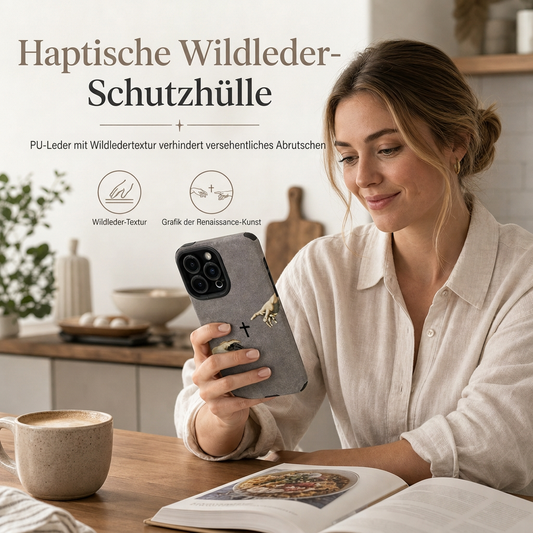 📱 iPhone-Schutzhülle in Wildlederoptik mit Renaissance-Motiv