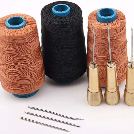 🧵 5-teiliges Leder-Nähahle-Set mit gewachstem Faden