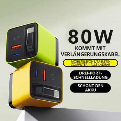 ⏳Zeitlich begrenztes Angebot⏳ ⏰80W Schnellladegerät mit einziehbarem 80cm Type-C-Kabel