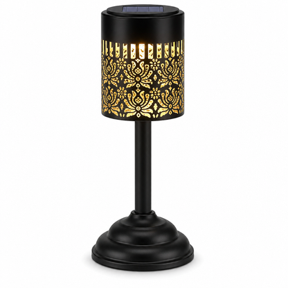 🌺 Solar-Tischlampe aus Eisen in Pfingstrosenform