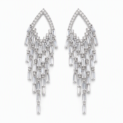 ✨50% RABATT💎 Rautenförmige Zirkonia-Ohrringe mit funkelnden Fransen