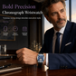 Herren-Tonneau-Uhr mit Quarz-Chronograph, Skelett-Zifferblatt und Mondphase