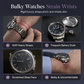 Herren-Tonneau-Uhr mit Quarz-Chronograph, Skelett-Zifferblatt und Mondphase