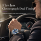 Herren-Tonneau-Uhr mit Quarz-Chronograph, Skelett-Zifferblatt und Mondphase