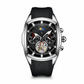 Herren-Tonneau-Uhr mit Quarz-Chronograph, Skelett-Zifferblatt und Mondphase