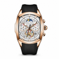 Herren-Tonneau-Uhr mit Quarz-Chronograph, Skelett-Zifferblatt und Mondphase