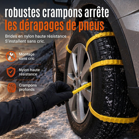 ⏳Zeitlich begrenztes Angebot⏳ ❄️ BLITZANGEBOT: 50 % RABATT! Anti-Rutsch-Reifengurte – Mit multidirektionalen Nylon-Spikes, Befestigung für Schnee oder Schlamm, 5er- oder 10er-Set für mehr Grip beim Freifahren ✨