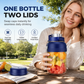 ⏳Zeitlich begrenztes Angebot⏳ Tragbarer Akku-Smoothie-Mixer mit zwei Deckeln – 1.300 ml Behälter, 800 ml Mixvolumen, USB-aufladbar