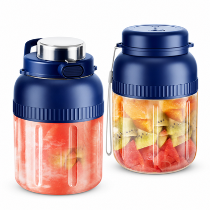 ⏳Zeitlich begrenztes Angebot⏳ Tragbarer Akku-Smoothie-Mixer mit zwei Deckeln – 1.300 ml Behälter, 800 ml Mixvolumen, USB-aufladbar